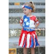 American's Birthday 4th July Patriotic American Tank Top With Skirt Girl Costume Set C273